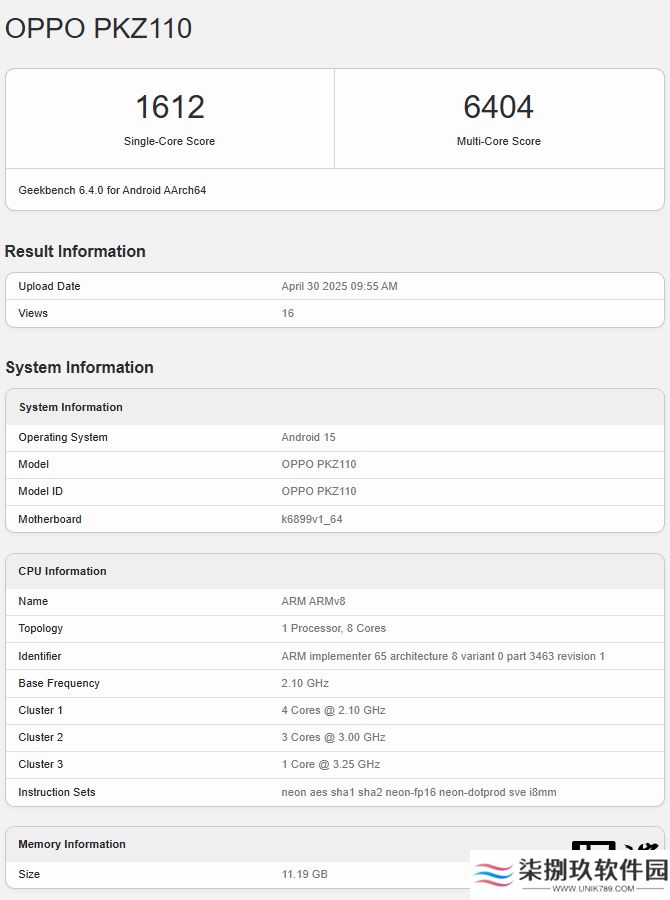 OPPO Reno14 Pro 手机现身 Geekbench，预计搭载天玑 8400 处理器